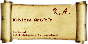 Kubicza Artúr névjegykártya